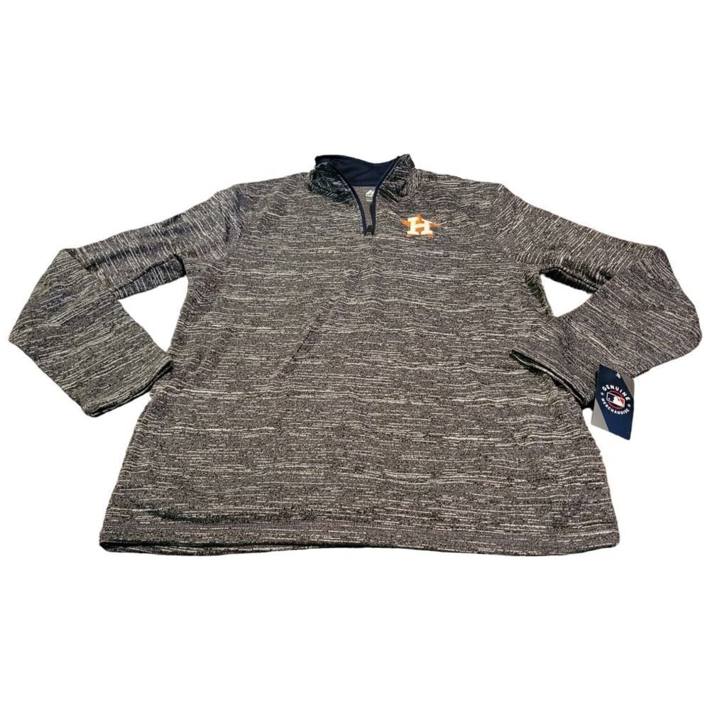 MLB Houston Astros Majestic 1/4 Zip Pullover Sweater Heather Gray
